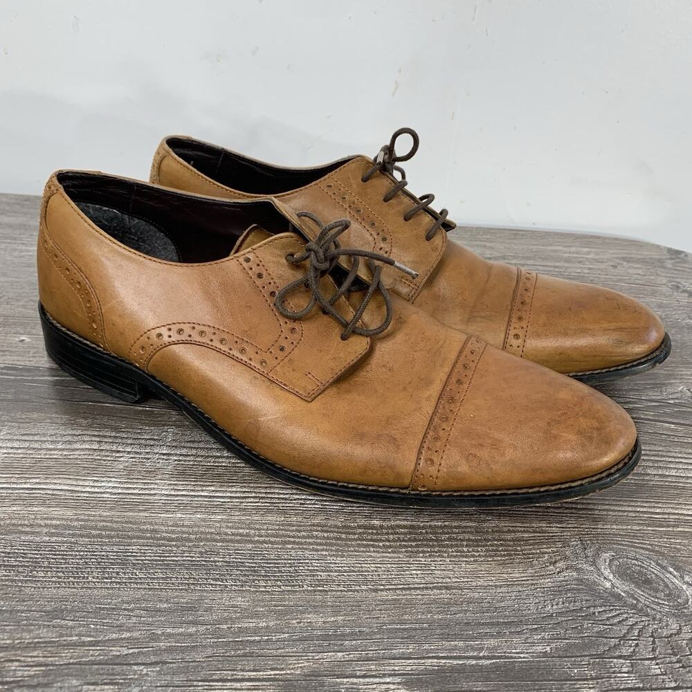 Stacy Adams Prescott Dress Shoes mens 13M‎ Brown leather cap toe oxford 24858